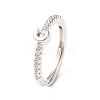 Clear Cubic Zirconia Initial Letter Adjustable Ring RJEW-C052-01P-C-1
