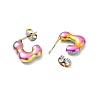 Ion Plating(IP) 304 Stainless Steel Rectangle Stud Earrings EJEW-P202-06MC-2