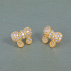 Elegant Brass Pave Clear Cubic Zirconia Bowknot Stud Earrings DH4416-2