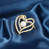 Heart Alloy Rhinestone Brooches for Women PW-WGCAEA0-01-2