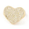Clear Cubic Zirconia Heart Signet Open Cuff Ring RJEW-I083-13G-2