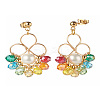 Flower Colorful Glass Beads Dangle Earrings for Girl Women X1-EJEW-TA00010-3