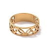 Ion Plating(IP) 201 Stainless Steel Hollow Leaf Finger Ring for Women RJEW-J051-46G-2