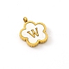 Golden Tone Stainless Steel Pave White Shell Letter Flower Charms PW-WGC5230-23-1
