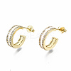 Semicircular Brass Micro Pave Clear Cubic Zirconia Half Hoop Earrings EJEW-T046-21E-NF-1