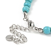 304 Stainless Steel & Synthetic Turquoise Round Beaded Bracelets for Women BJEW-G717-09-4