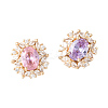2Pcs 2 Colors Brass Micro Pave Cubic Zirconia Beads KK-YW0003-09-1