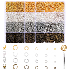 Iron Open Jump Rings & Lobster Claw Clasps & Brass Rings & Iron Beading Tweezers Finding Kits DIY-YW0017-54-1
