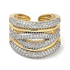 Rack Plating Brass Micro Pave Cubic Zirconia Cuff Finger Rings for Women RJEW-C114-16B-G-2