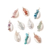 10Pcs 10 Styles Natural Cowrie Shell Copper Wire Wrapped Gemstone Chip Pendants PALLOY-JF02782-1