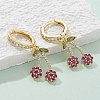 Brass Cubic Zirconia Hoop Earrings EJEW-R016-16G-4
