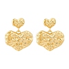 Hammered Heart Brass Dangle Stud Earrings EJEW-R025-23G-4