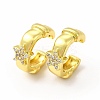 Star Rack Plating Brass Micro Pave Cubic Zirconia Cuff Earrings for Women EJEW-H091-26G-1
