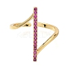 Rack Plating Brass Micro Pave Cubic Zirconia Open Cuff Rings for Women RJEW-M022-03G-2