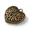 Hollow Tibetan Style Alloy Heart Pendants TIBEP-S095-AB-NR-2