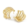 Hollow Fan Rack Plating Brass Cubic Zirconia Stud Earrings for Women EJEW-K245-08G-2