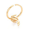 Brass Micro Pave Cubic Zirconia Cuff Rings for Women KK-T071-60G-3