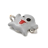 Halloween Brass Light Grey Enamel Connector Charms KK-F915-04A-P-2