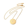 304 Stainless Steel Flat Round Pandant Necklace for Women NJEW-O126-01G-01-1