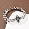 Stainless Steel Cuban Link Chian Bracelets BJEW-D379-04ASP-1