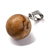 Round Natural Picture Jasper Pendants G-Q434-19-2