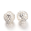 Hollow Round Brass Filigree Beads KK-L129-12S-01-1