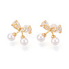 Brass Clear Cubic Zirconia Stud Earrings EJEW-T048-09A-1