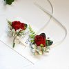 2Pcs 2 Style Silk Cloth Imitation Rose Corsage Boutonniere AJEW-CP0001-61C-6