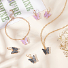 ANATTASOUL Plastic Butterfly Pendant Necklace & Bracelet & Dangle Leverback Earrings SJEW-AN0001-33-7