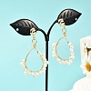 Teardrop Natural Pearl Beads Dangle Stud Earrings for Girl Women EJEW-JE04682-2