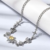 Brass Micro Pave Cubic Zirconia Sun & Moon & Star Pendant Necklaces NJEW-B157-17P-3