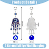 3Pcs 3 Cololrs Bohemian Tribal Metal Pendant with Devil's Eye Design Hand Keychain KEYC-DC0021-28-2