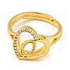 Heart with Letter Rack Plating Brass Micro Pave Cubic Zirconia Adjustable Rings for Women RJEW-I105-06G-Q-2