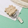 Iron ID Card Clips with Wood Animal JEWB-BR00127-02-4