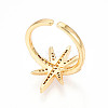 Brass Micro Pave Clear Cubic Zirconia Cuff Rings for Women KK-T074-07G-3