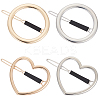 MAKERER 4Pcs 4 Style Alloy Hollow Heart & Ring Hair Pin PHAR-GO0001-01-1