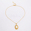 Chic Design Oval 304 Stainless Steel with Imitation Pearl Pendant Necklaces for Women AA0012-3
