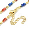 Brass Enamel Column Link Chain Necklaces NJEW-H039-02B-03G-2