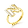 Mixed Color Enamel Initial Letter Adjustable Ring with Clear Cubic Zirconia RJEW-P045-01G-N-4