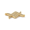 Rack Plating Brass Clear Cubic Zirconia Rhombus Connector Charms KK-A234-069G-2