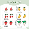 6 Pair 6 Style Watermelon & Cherry & Banana & Tree Enamel Stud Earrings Set EJEW-AN0001-34-2
