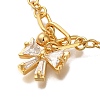 Bowknot Brass Micro Pave Clear Cubic Zirconia Card Paper Chain Bracelets for Women BJEW-L696-003G-2