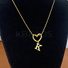 304 Stainless Steel Heart with Initial Pendant Necklaces for Women FS-WG4DC9E-11-1