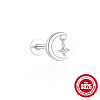 Moon with Star 925 Sterling Silver Micro Pave Clear Cubic Zirconia Cartilage Earrings FS-WGA2317-04-2