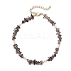 Natural Obsidian Chip & Glass Beaded Anklets AJEW-AN00682-07-2