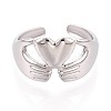 Adjustable 304 Stainless Steel Cuff Rings for Women RJEW-N052-11P-2