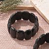 Natural Black Moonstone Beads Rectangle Beaded Stretch Bracelet BJEW-Q012-01A-1