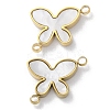 Ion Plating(IP) 304 Stainless Steel Pave White Shell Connector Charms STAS-Z099-03G-03-1