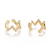 Golden Plated Brass Micro Pave Cubic Zirconia Cuff Earrings EJEW-L244-23G-2