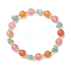 Cherry Quartz Glass & Natural Carnelian & Green Aventurine Stretch Bracelets for Women BJEW-JB13185-2